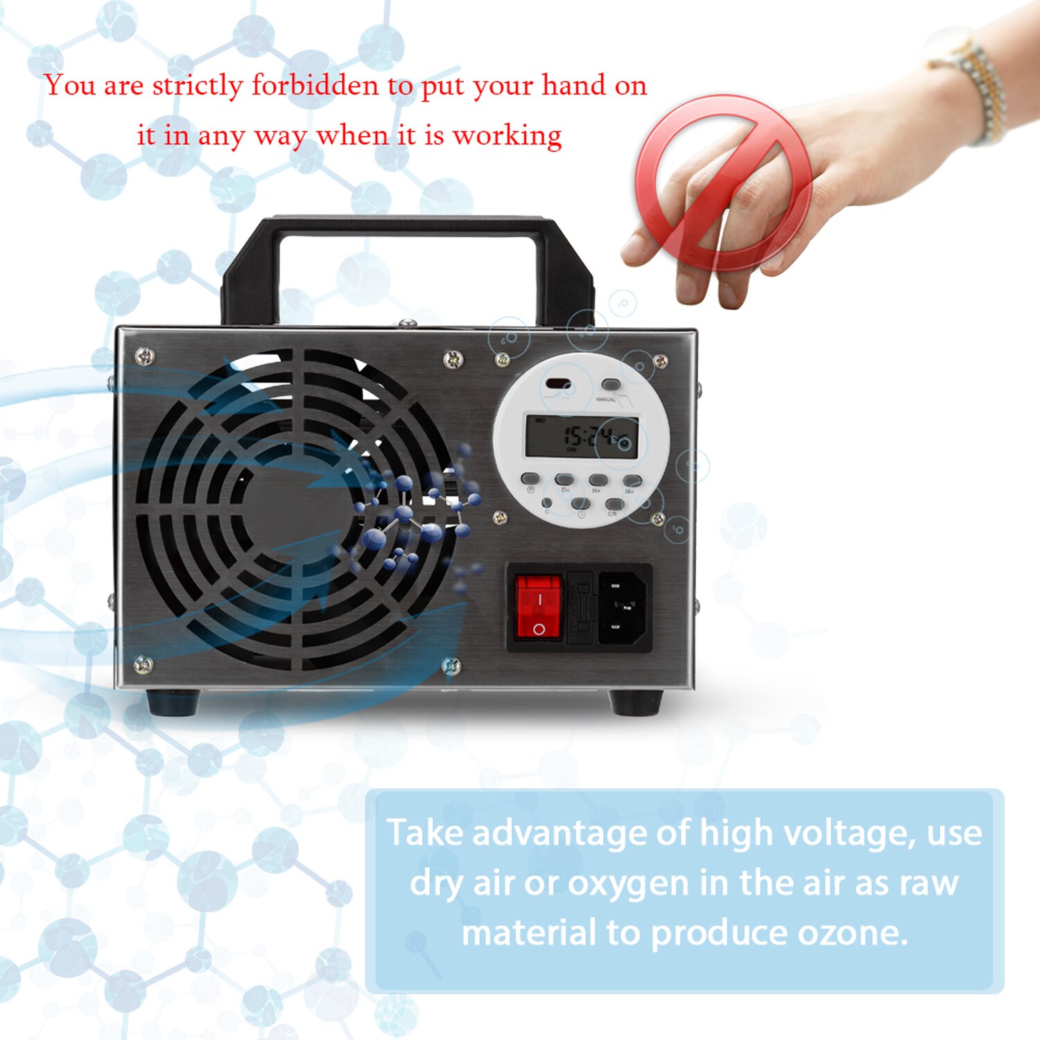 HF258 générateur d'ozone ménage ozonateur Air désinfecteur purificateur acier inoxydable filtre à Air désinfection stérilisation synchronisation