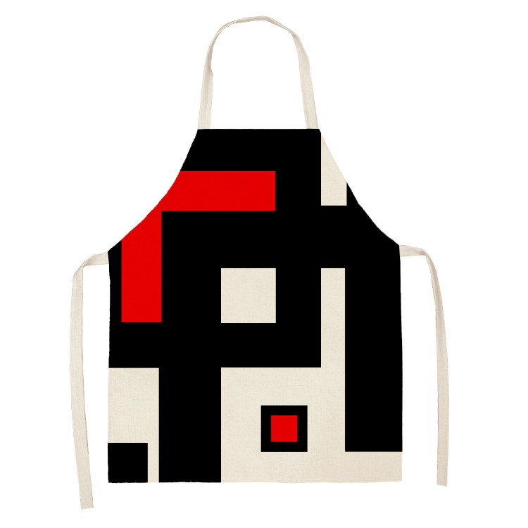 Creatieve Geometrische Patroon Schort Keuken Linnen Schort Vlekbestendig Mouwloze Halter Bib Chef Kok Dragen Kapper Bib: 5 / 68x55cm adults size
