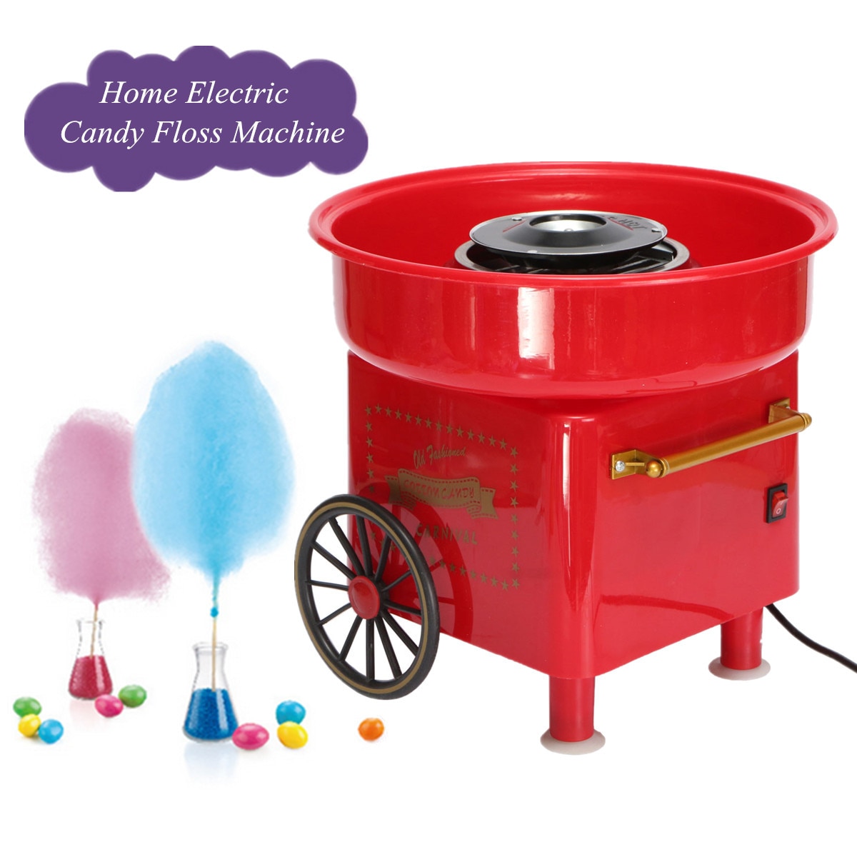 Mini Retro DIY Sweet Cotton Candy Machine Portable Electric Icing Machine Home Party Creatives 450-550W 240V EU Plug
