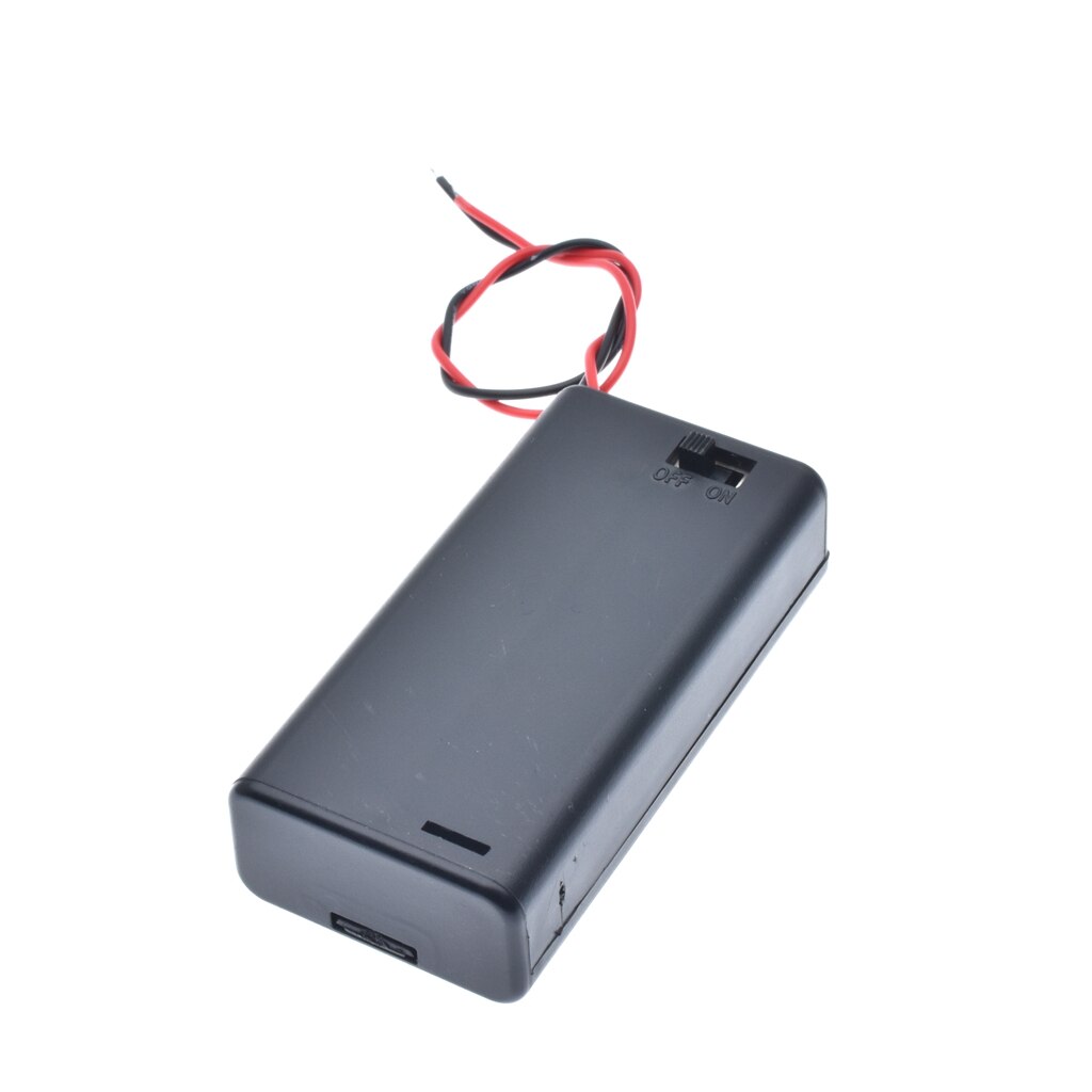 Black 2 AA Battery Holder Box Case With Switch 2 AA 2A Battery Holder Box Case With Switch 1PC