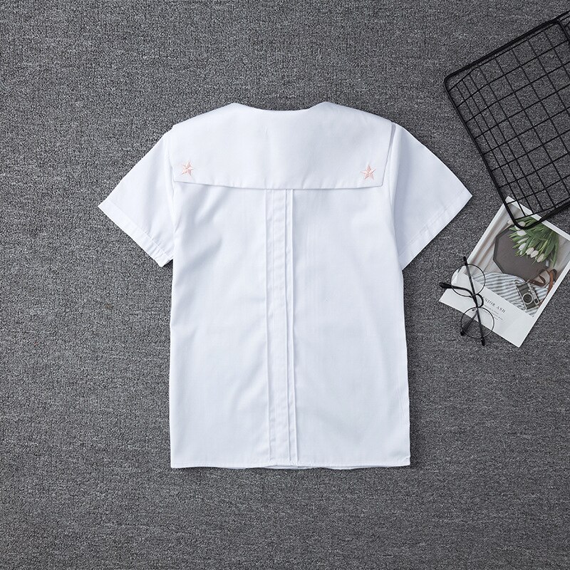 Wit Katoen Japanse Midden Hoge Student School Jurk Voor Meisjes JK Uniformen Zeilers Pak Korte Mouwen Wit Shirt Vrouwen Tops