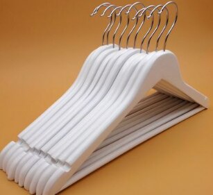 Sainwin 10 stk/parti hvite heltre kleshengere/bukseklemme trehengere: 45cm-2