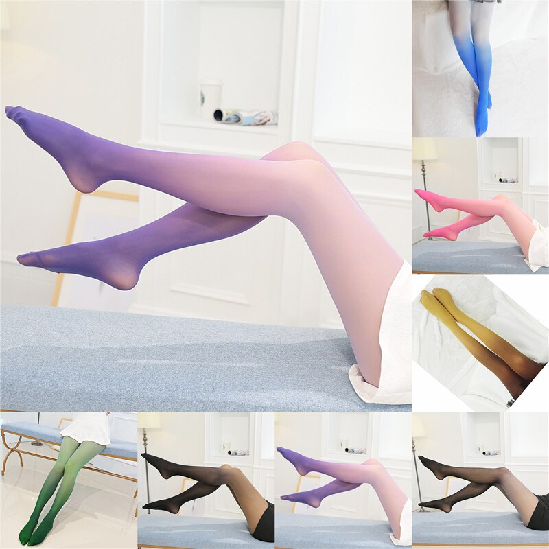 Vrouwen Panty Gradient Candy Kleurrijke Panty Met Print Panty Vrouwelijke Kousen Pantys Winter Warme Panty Medias