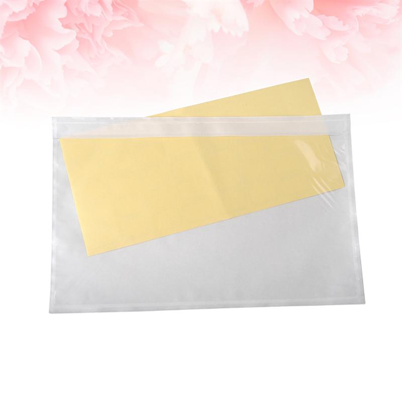 100pcs Self-Adhesive Packing List Envelopes Transparent Packing List Pouches for Invoice Label (15x18cm)