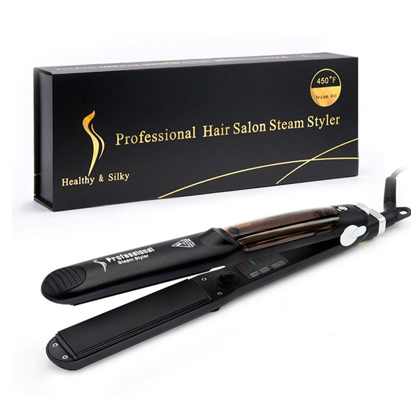 Steam Hair Straightener Flat Iron Ceramic Tourmaline Hair Straightening Iron Argan Oil Hair Iron Salon Styling Tool