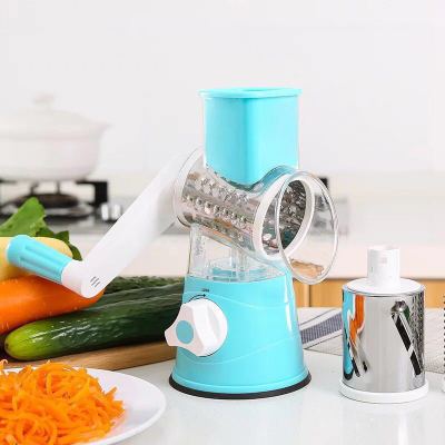 Kjøkkenmaskin blender grønnsakskutter rund mandoline skiver potet gulrot rivjern skiver hakkekniv kjøkkenverktøy: Blå