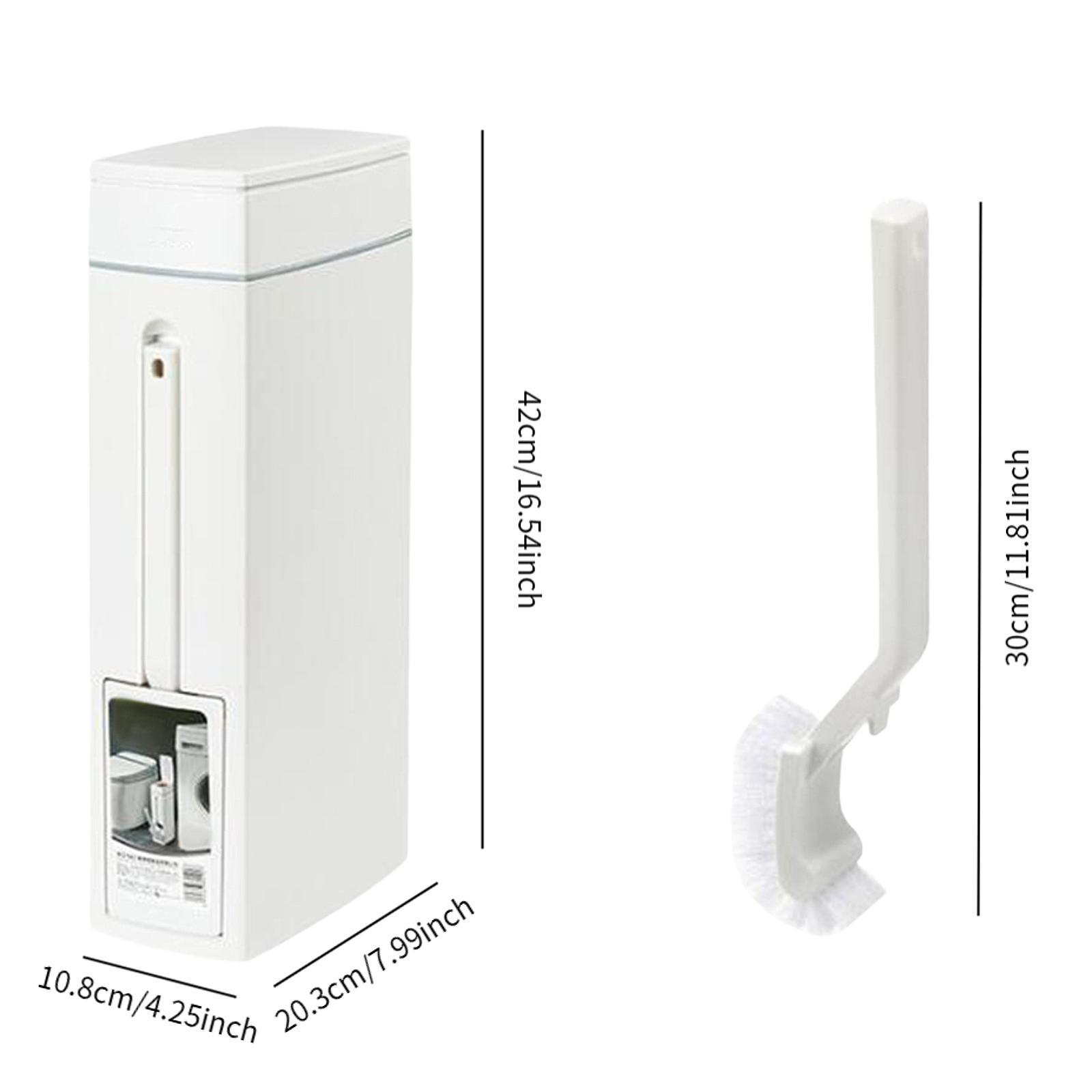 Badeværelsesspand med toiletbørsteholder, skraldespand, hvid bærbar papirkurv, slank skraldespand med toiletbørste til badeværelset