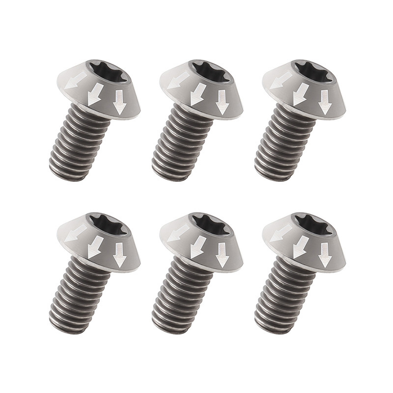 Muqzi 6 stk cykel skivebremse rotor torx skruer  m5 x 10mm ultralet titanium legering skive bremse bolt mtb landevejscykel  t25 skrue: 6 stk titanium farve