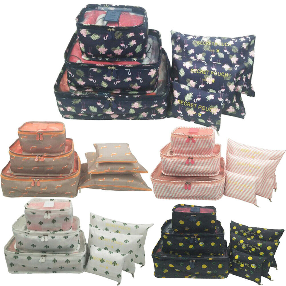 6Pcs/set Portable Travel Storage Bag Totes Waterproof Clothes Packing Cube Luggage Organizer Set