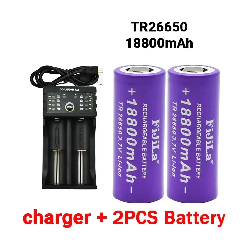 Batería recargable De iones De litio, 26650, 3,7 V, 18800mAh, para lámpara De Poche LED, Torche, acumulador, Chargeur, Nouveauté 26650A: Rojo