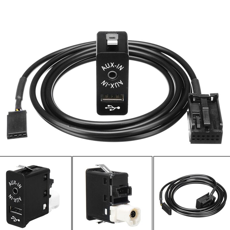 1 st. auto aux usb-poort 12- pins bluetooth interface schakelpaneel muziekadapter & 1 st. auto rubberen jack pad