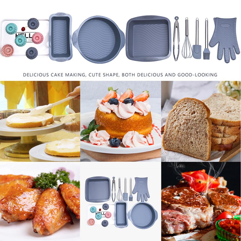 14Pcs Baking Set Silicone Foldable Cake Tool Suit High Temperature Egg Beater for Kitchen Cake Decorating Tool