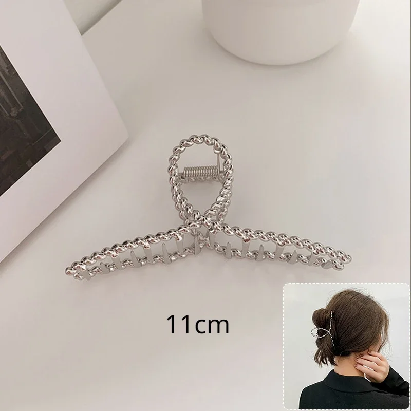 Simple Cross Women Claw Clips Metal Gold Silver Large Medium Shark Crab Clamps Hairgrip for Thick Thin Hair Accessories: MULTI