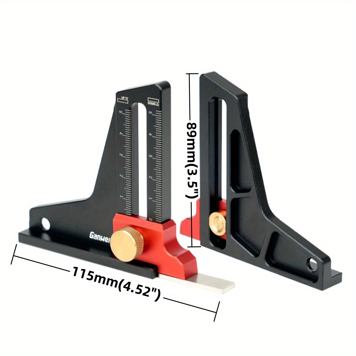 Router Table Height Gauge 0-50mm Adjustable Table Saw Depth Gauge with Height Lock Aluminum Measuring Gauge for Setting Up
