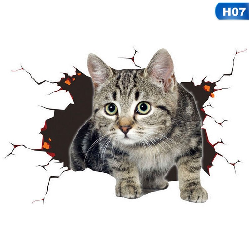 Pegatinas 3D para coche, Adhesivo de revestimiento 3D para gatos y perros grandes, adhesivo de gato para coche, pegatina de vinilo reflectante Animal, 1 Uds.: H07