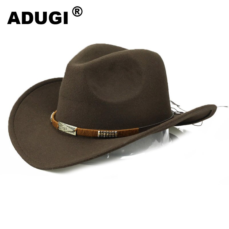 ADUGIMen y de las mujeres de lana de sombrero de vaquero Casual de primavera y verano sombrero de Europa y América, estilo de de viajes al aire libre protector solar: brown