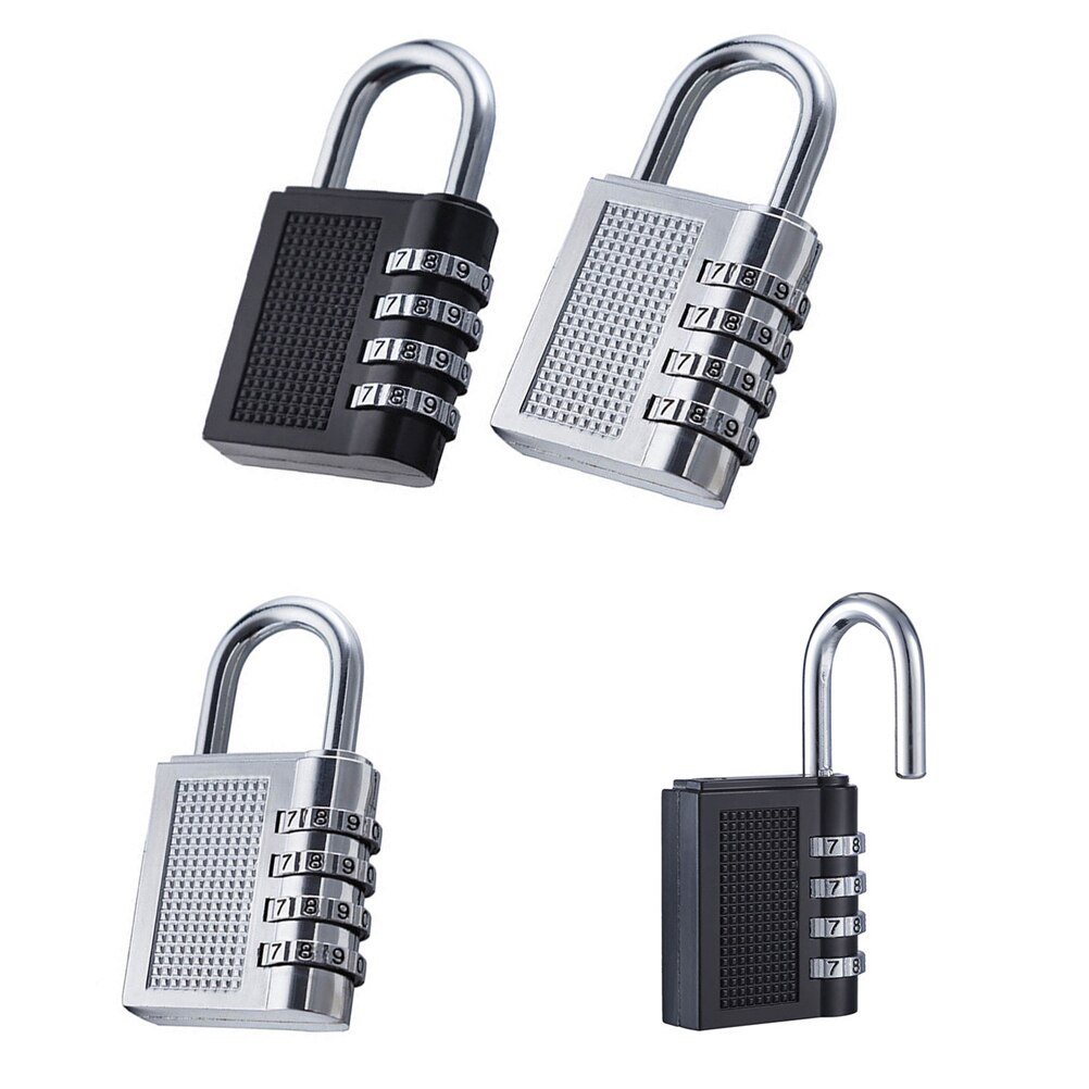 4 Dial Travel Padlock Luggage Travel Lock Password Lock for Luggage Suitcase Baggage Toolbox Gym Locker Metal Code Password Lock