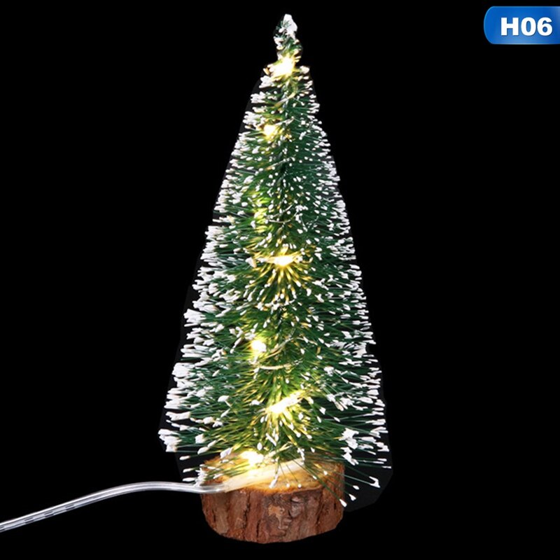 1pc LED Light Mini Artificial Christmas Trees Decorations Festival Tabletop Miniature Snow Frost Xmas Tree Decor 4Sizes: 6
