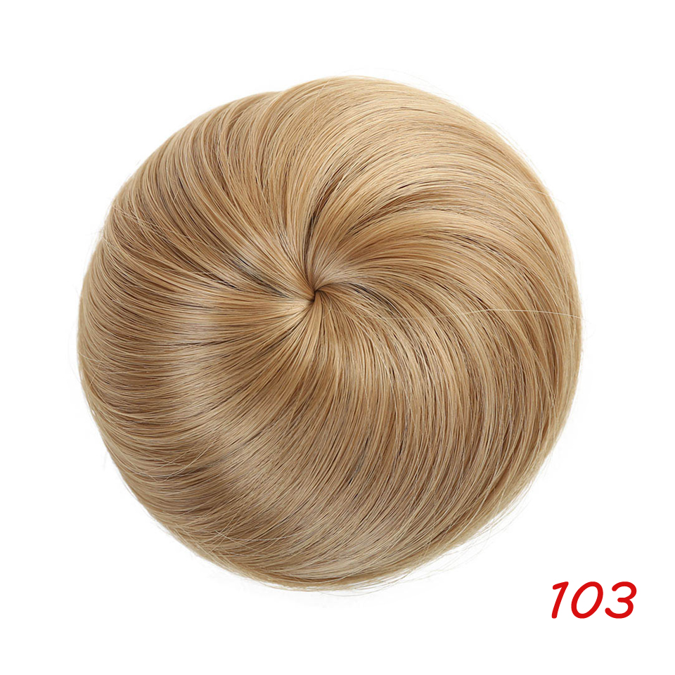 Meifan syntetisk glat hår elastisk chignon hårstykke snoretræk donut gummibånd chignon bolle klip i hår extensions: 103