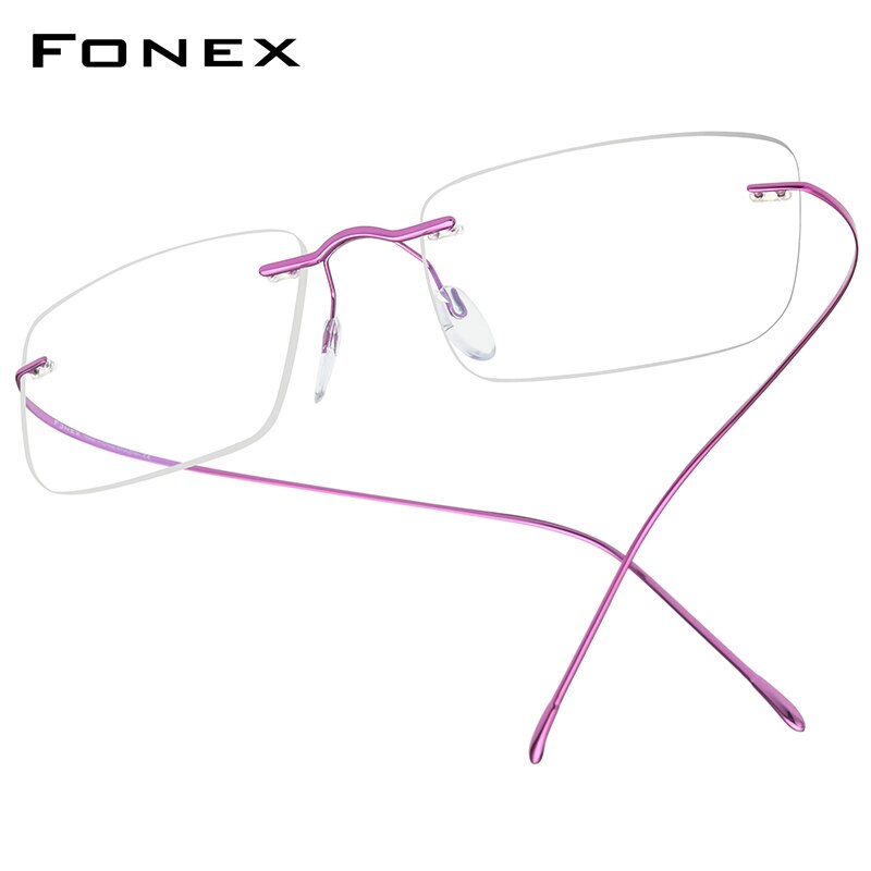 FONEX B Titan Brillen Rahmen Männer Frauen Randlose Rezept Platz Gläser Myopie Optische Koreanische Brillen F85634: Rosa