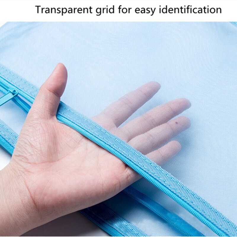 Transparent Mesh File Bag Portable Business Document Stationery Zipper Pocket Organizer Office Supplies Storage Tool Accessories