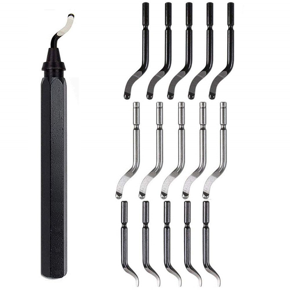 Deburring Tool with 15 Extra High Speed Steel Blades Works on Metal Resin PVC and 3D Printed Plastic Edges Copper Resin Art Work: black