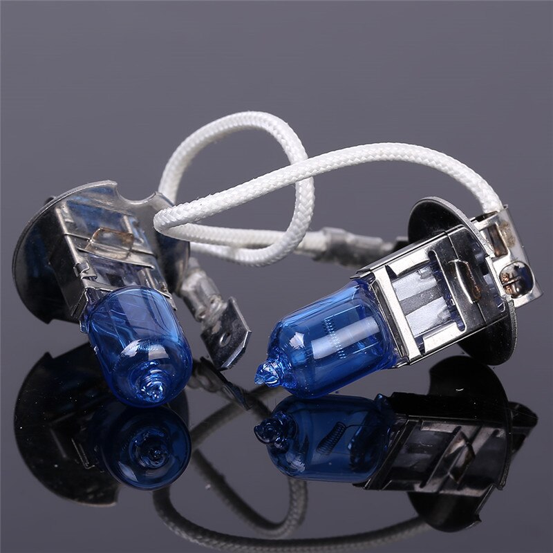 2 Stuks 12V 55W H3 Koplamp Lamp Xenon Donkerblauw Glas Vervanging Auto H3 Halogeenlamp Super witte Auto Led Lamp