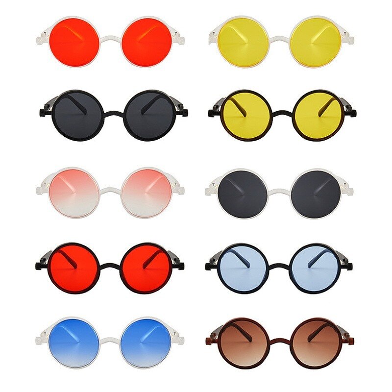 Gafas de sol de para Estilo Steampunk, lentes de sol con montura redonda Retro, clásicas, de colores, estilo gótico Punk, Unisex