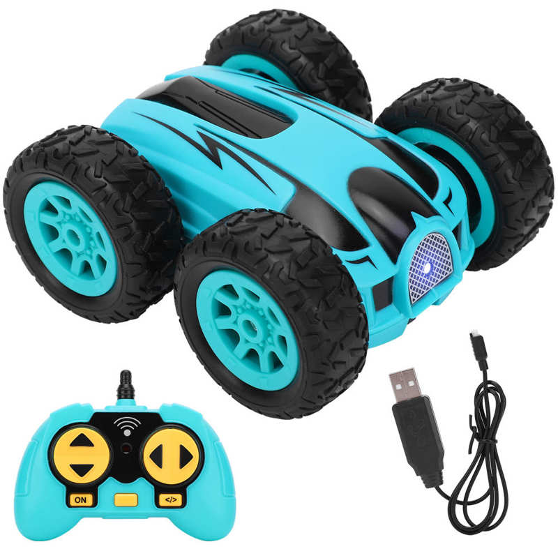 Mini Rc Stunt Auto 2.4G Hoge Snelheid Dubbelzijdig 360 Graden Draaien Wireless Rc Auto Vier-Wiel drive Afstandsbediening Speelgoed: Blauw