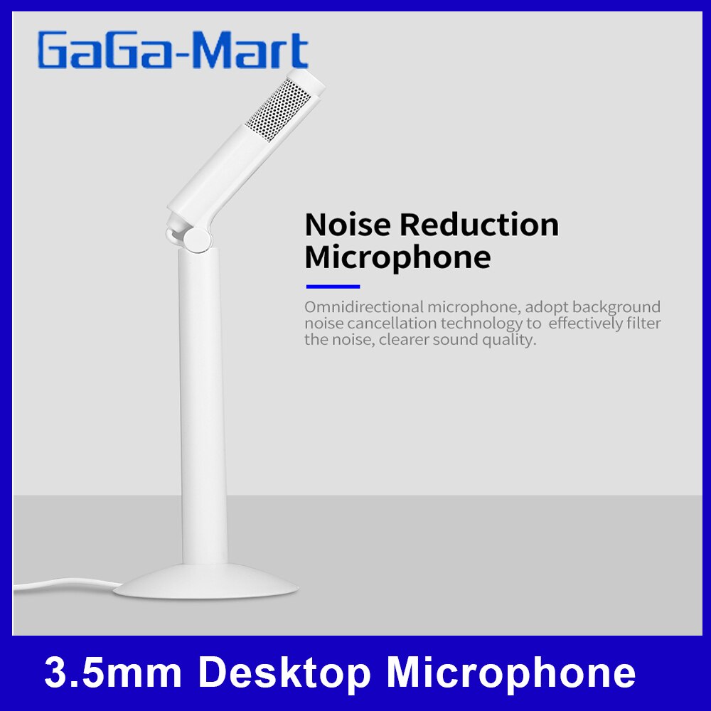3.5mm Desktop Microphone Portable Capacitor Microphone Conference Video Chat Recording Microphone for PC Laptop Black