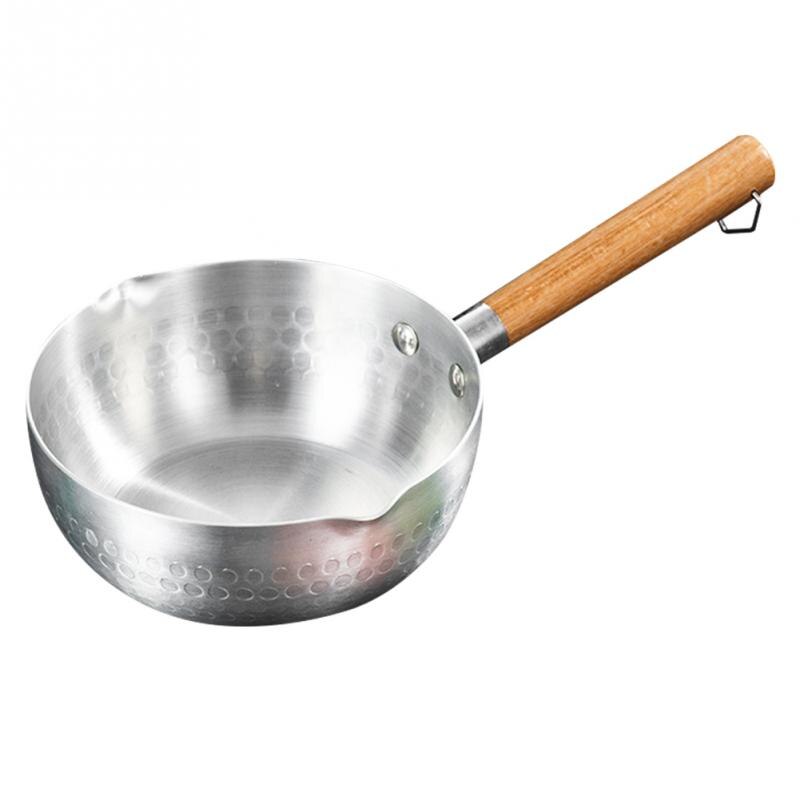 Opvarmning til hjemmet varmere non-stick mælkepande tude bærbar suppe damp madlavning sauce gryde træ håndtag køkken tilbehør fortykket hæld