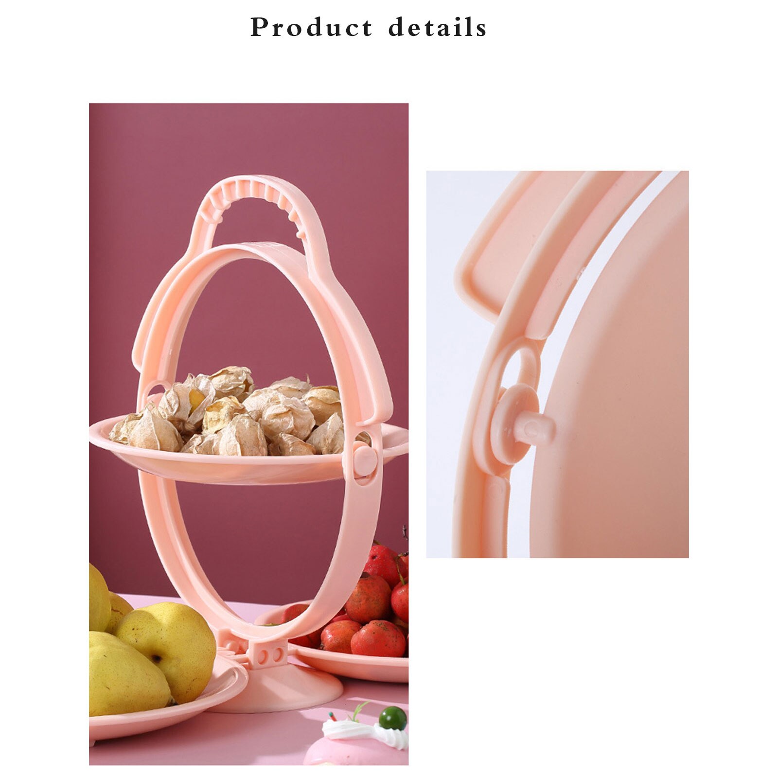 3 Colors Folding Fruit Plate Double-Layer Smiley Vertical Modern Creativity Portable Display Stand