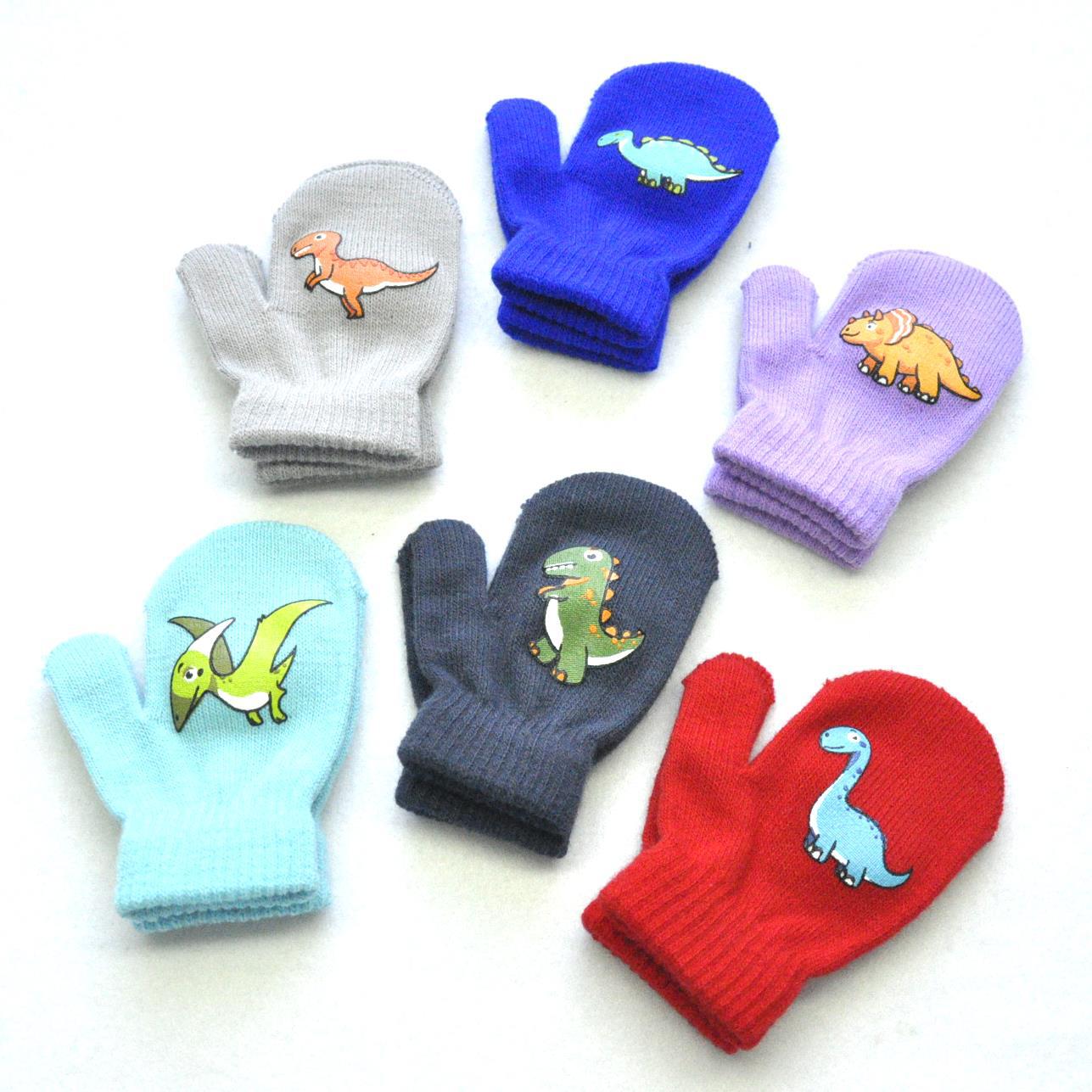 1 paire PVC anti-dérapant tricot gants enfants extérieur Camouflage Robot pelle dinosaure imprimer hiver mitaines Sport gants enfant