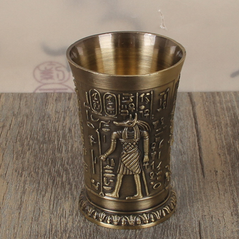 Copa de cobre de bronce antiguo de Egipto, vaso de chupito en 3D, licor de vino, espíritus, Cleopatra, Rameses, Rah, Vidro, Verre a vin, 3 piezas: 3 Pcs Ra