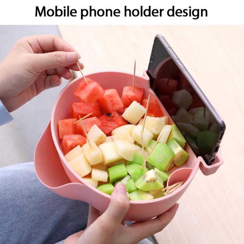 Kitchen Double-layer Plastic Sealed Fresh-keeping Box Draining Vegetables Blue Fruit Basket Vegetable Washing Basket