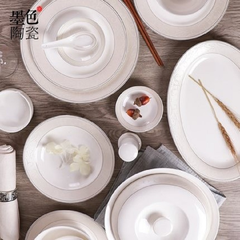 Guci koreaans botporselein reliëf bloemen servies keramiek eenvoudige borden kom schotel lepel visgerechten