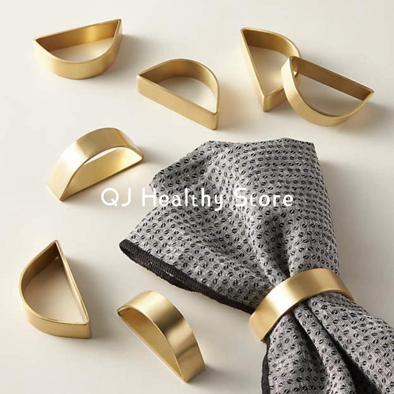 Sales】Cuff Brushed Gold Napkin Rings Holder Wedding Banquet Metallic Adornment Table Settings Glossy Serviette Buckles