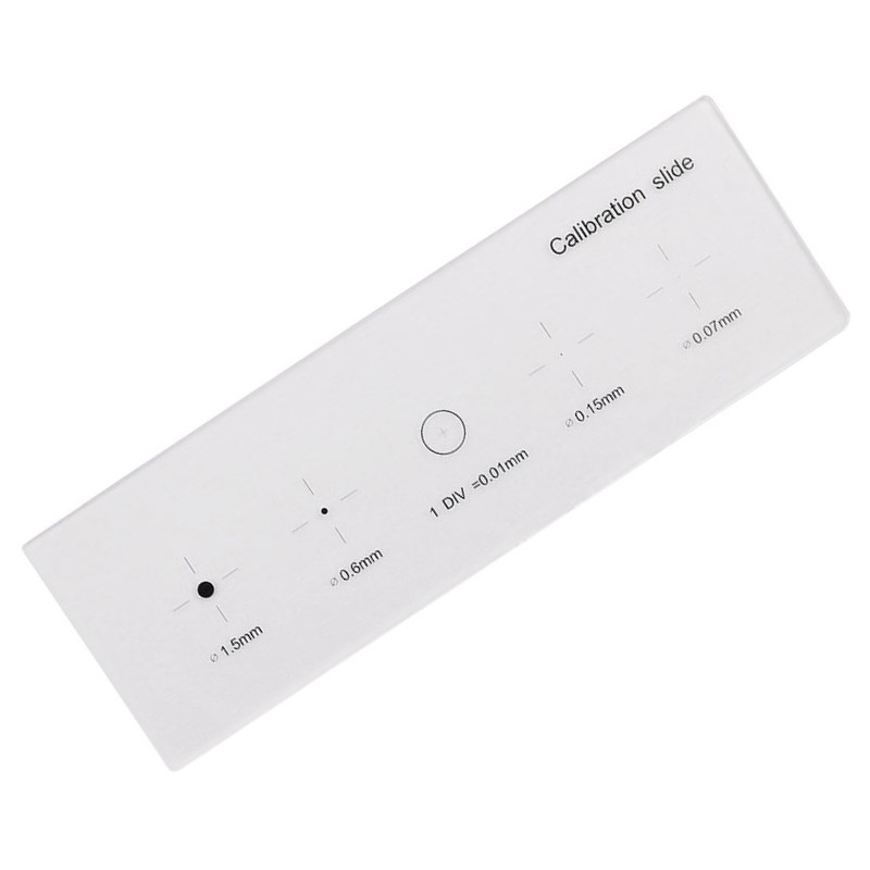 Microscope Micrometer Calibration Glass Slide Cross Dot 0.01 mm with 4 Reticle Calibration Dots Microscope Stage Micrometer