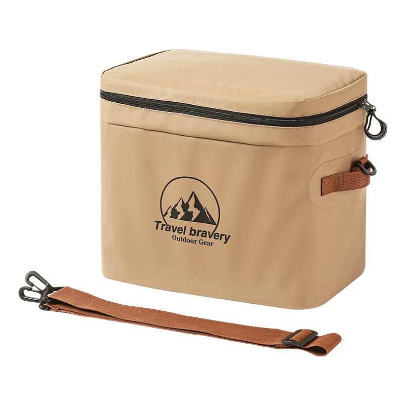 Cooler Insulated Bag Leak Proof,Portable Ice Chest Box for Camping Picnic Beverage Beer Lunch: Option 2 / Khaki