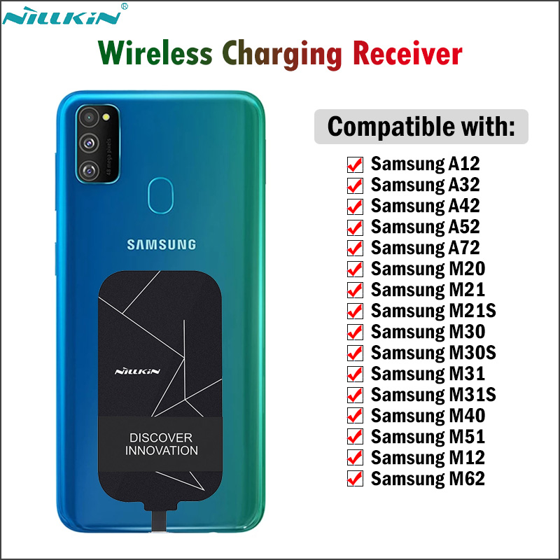 Nillkin Qi Wireless Charging Receiver for Samsung Galaxy A12 A22 A32 A42 A52 A72 5G M30 M40 M21 M31 S M51 M62 USB Type-C Adapter