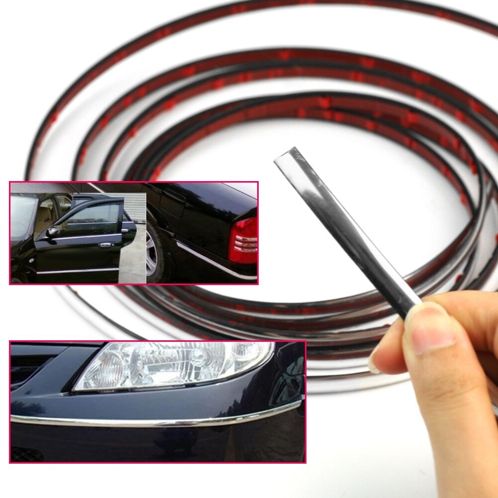 Universal 6mm 15mm 18mm 22mm Car Chrome Moulding Strip Trim Soft PVC Auto Exterior Moulding Strip Protector