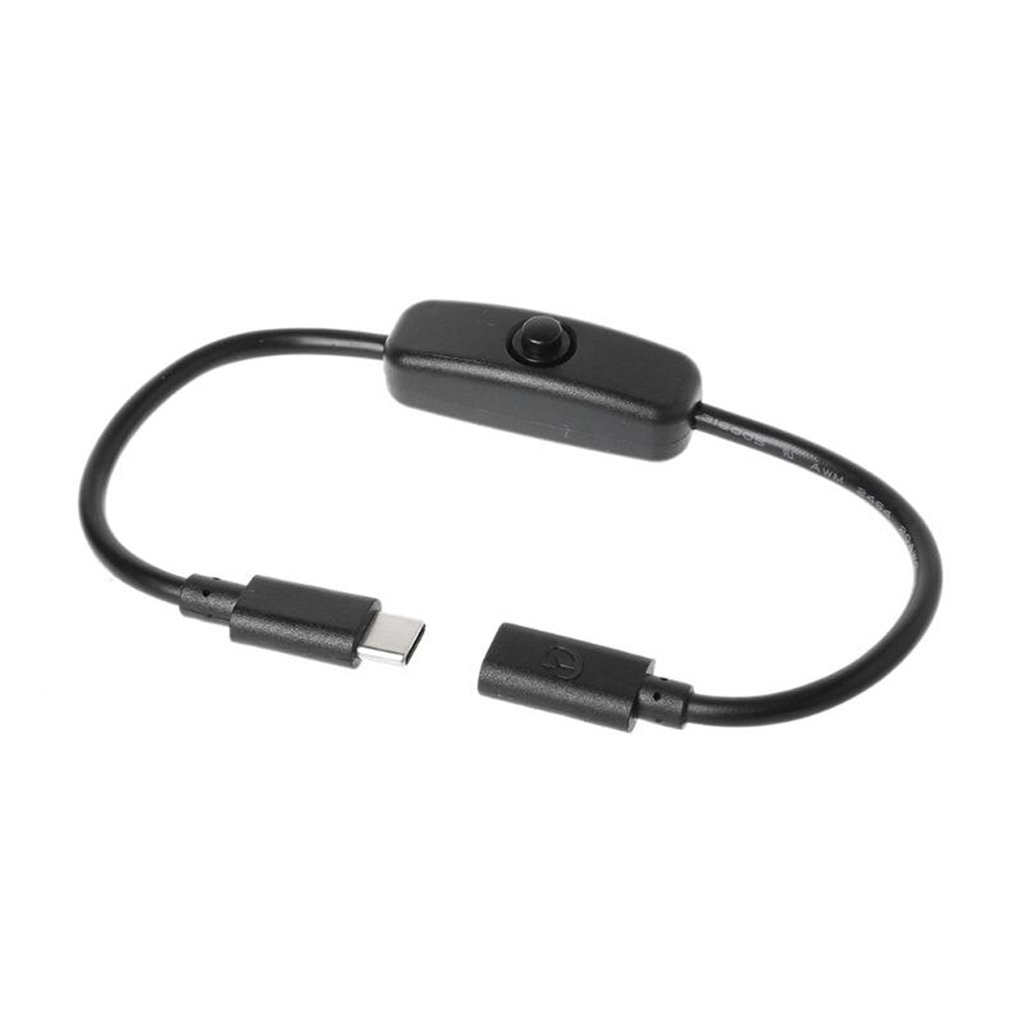 Tipo-c macho para fêmea USB-C interruptor de cabo de extensão para raspberry pi 4 para android fonte de alimentação elétrica