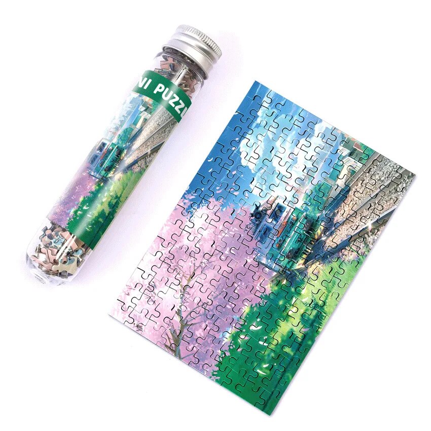 Test Tube Puzzle 150pcs Sakura Train Romantic Town Decompress Toy Educational Family Game: Blue