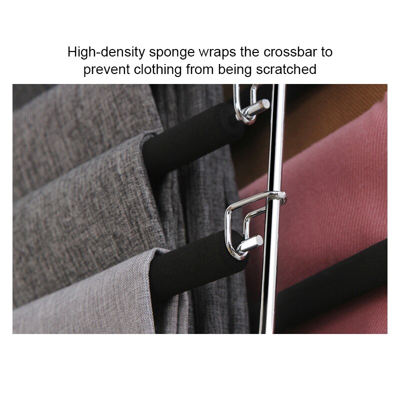 Hanging Pants Artifact Scarf Hanging Multilayer Seamless Pants Hanger Metal Five Layer Sponge Antiskid Pants Rack Drying Rack