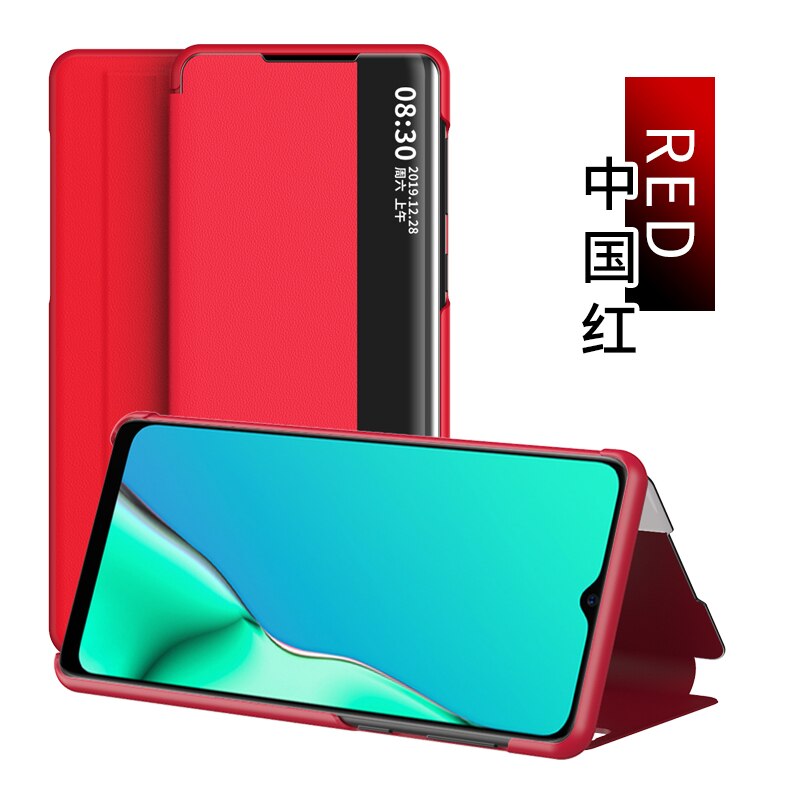 View Smart Flip Case For Oppo A5 OppoA5 A 5 A52020 fundas Luxury original Magnetic Holder Leather Etui on 360 Phone Cover: Red