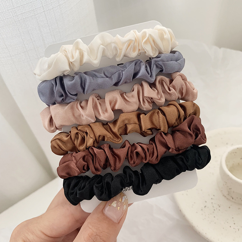 Lazos para el pelo de seda para mujer, coleteros de goma, banda elástica, accesorios para el cabello, 6 unidades por Set