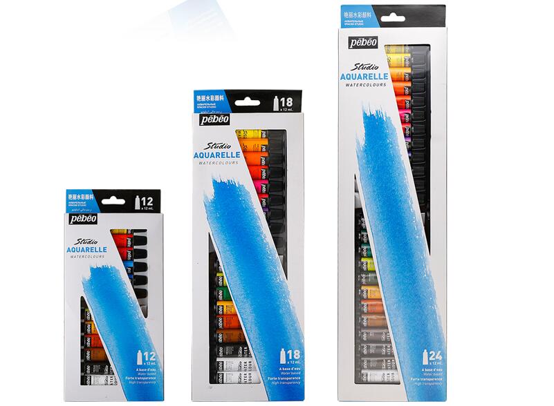 PEBEO Studio AQUARELLE Watercolours Water Kleur Verf Set 12 ml Tube 12 Kleuren 18 Kleuren 24 Kleuren