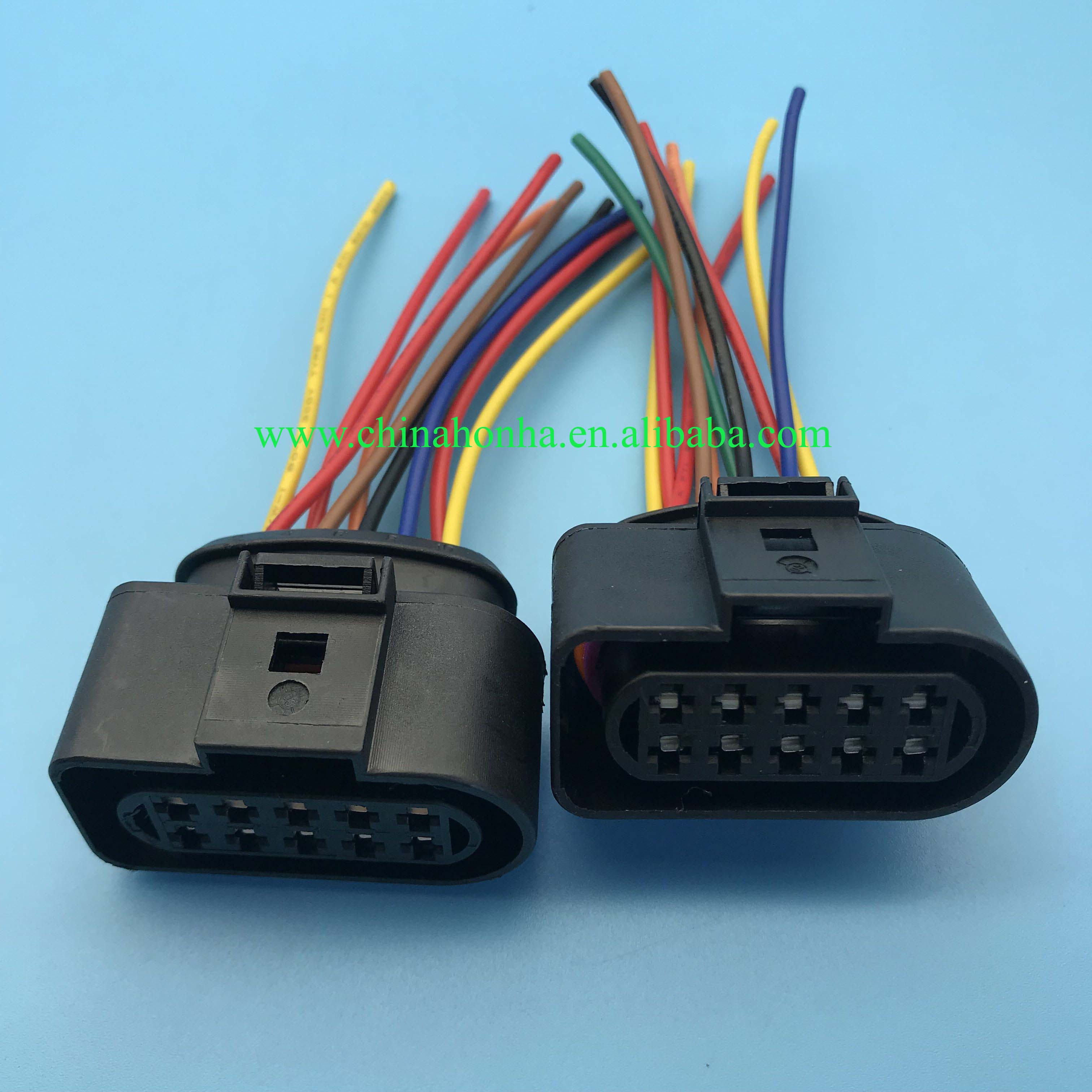 5/10 stk 10 -pinners billykt hodelyktplugg pigtail-kontakt ledningsadapter 1 j 0973735 1 j 0 973 735 med 10cm 18 awg-ledning