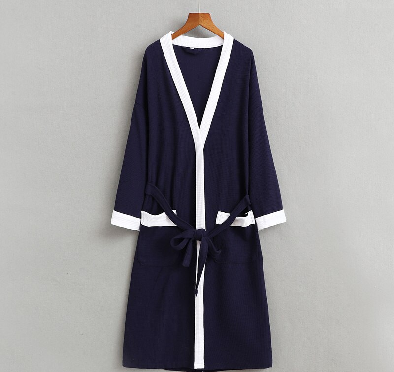 Herre vaffel badekåper morgenkåpe erme fast myk badekåpe peignoir nattkjoler natttøy kimono