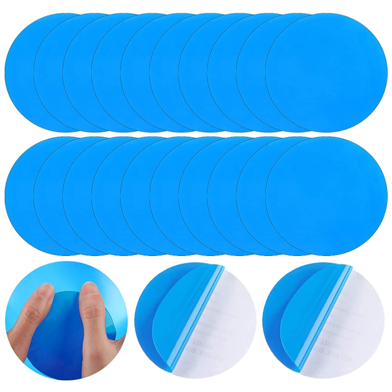 Vinyl Repair Patch Waterproof Round Self-Adhesive PVC Repair Patches Vinyl Pool Liner Patch for Inflatable Products Boat Raft